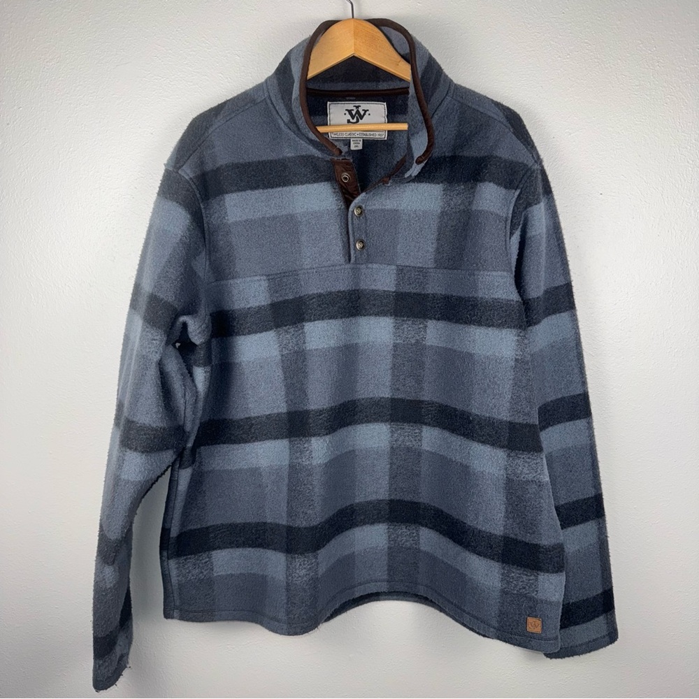 John Wayne Men’s Sz 2XL Timeless Classic Fleece Pullover Plaid Jacket Thick Warm
